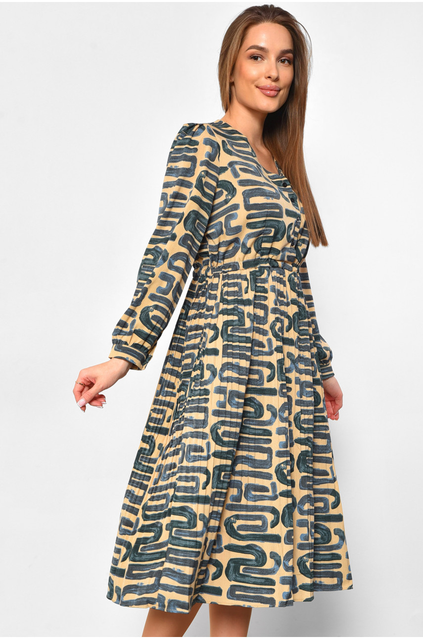 Сукня жіноча з принтом бежевого кольору 861-1 179747