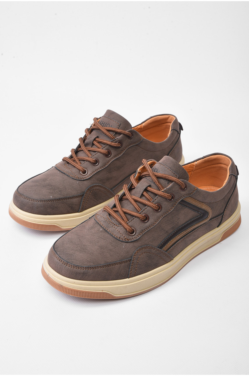 Кросівки чоловічі коричневого кольору на шнурівці 923-8 179783