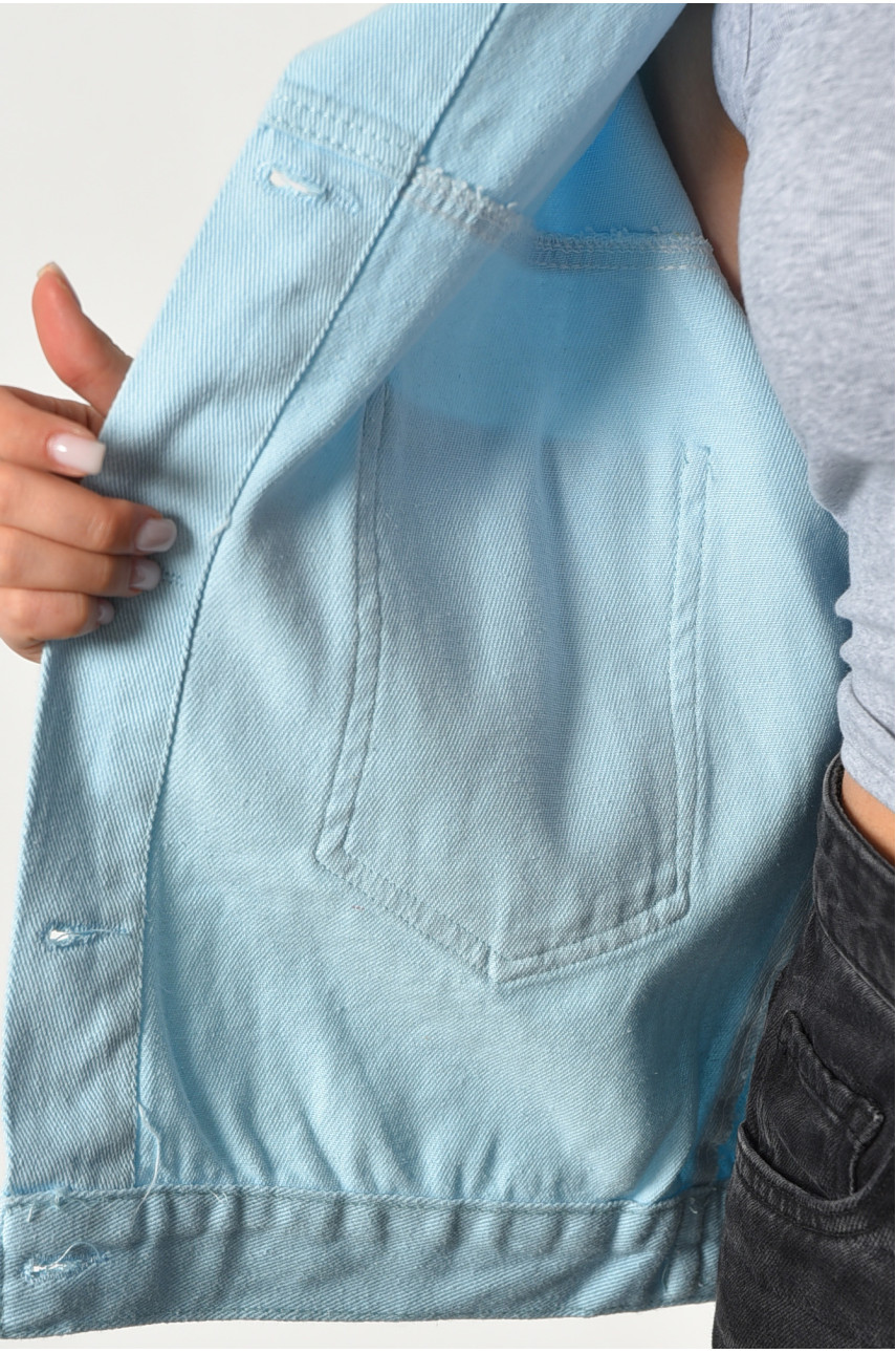 Джинсовка женская укороченная голубого цвета 0122 179794 Джинсовка женская укороченная голубого цвета 0122 179794