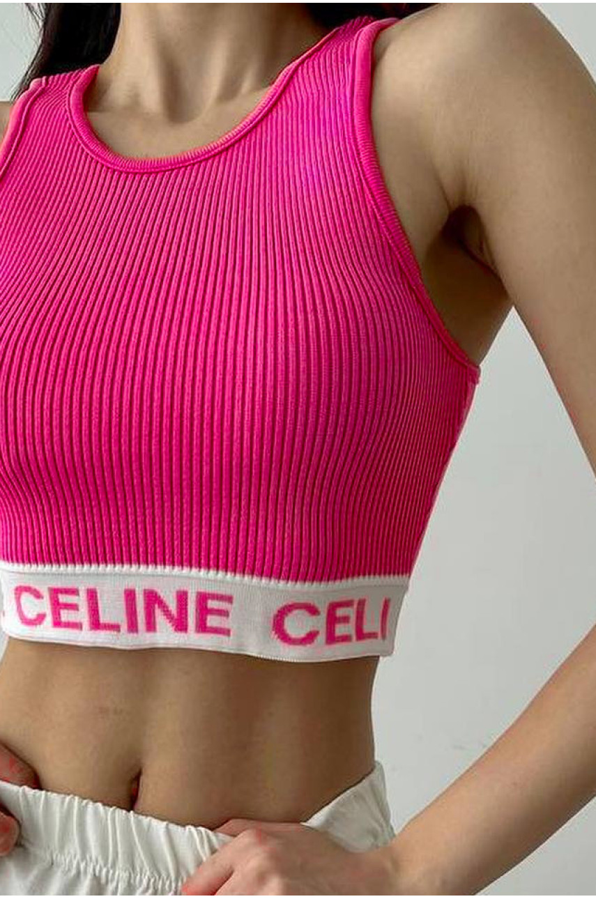 Топ-майка у рубчик жіноча рожевого кольору 0288 179829 Топ-майка у рубчик жіноча рожевого кольору 0288 179829