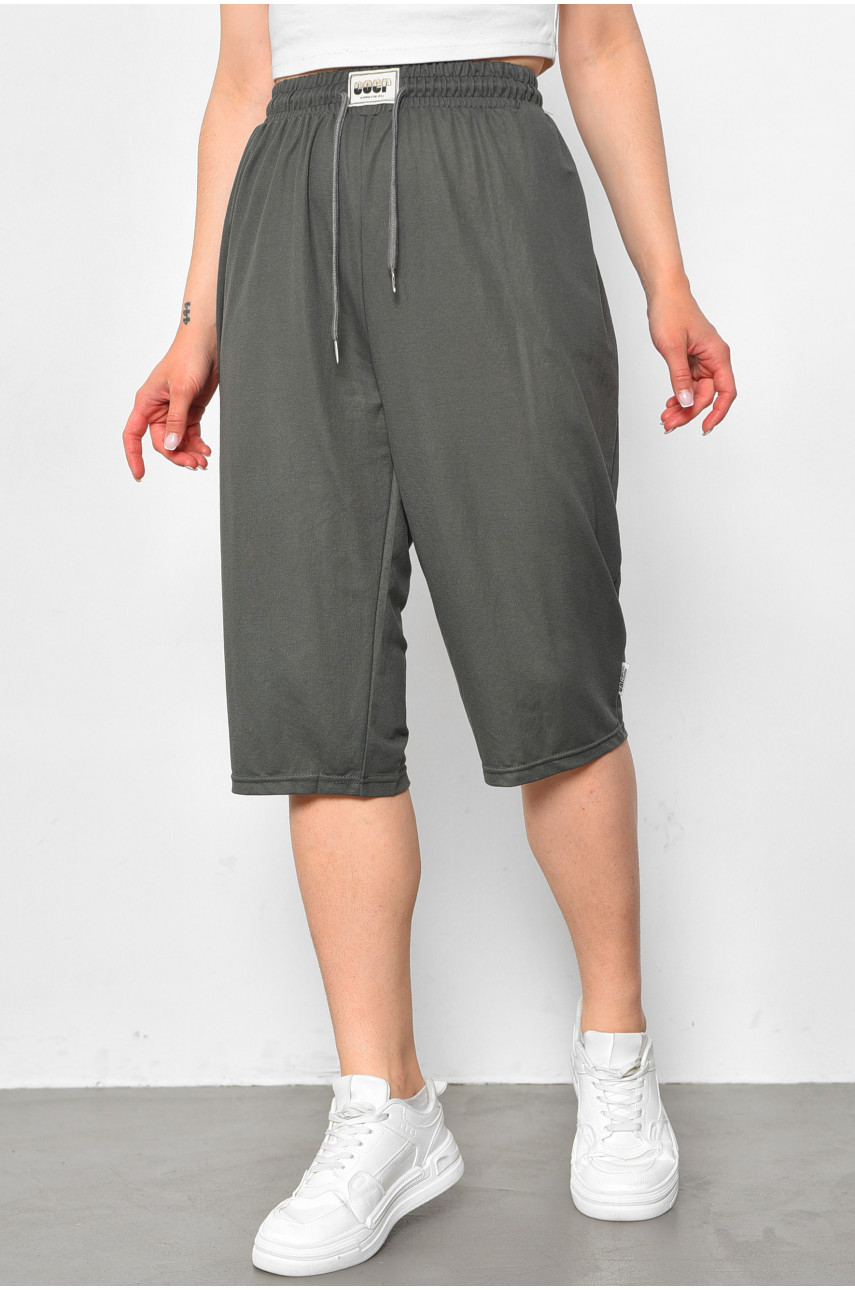 Бриджи женские батальные темно-серого цвета 2785 179860