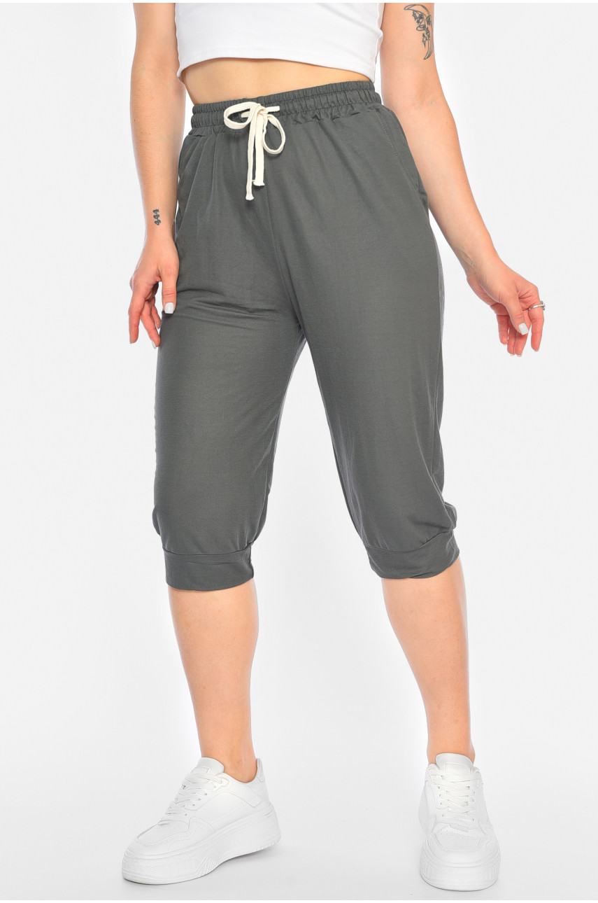 Бриджи женские батальные темно-серого цвета 780-2 179876