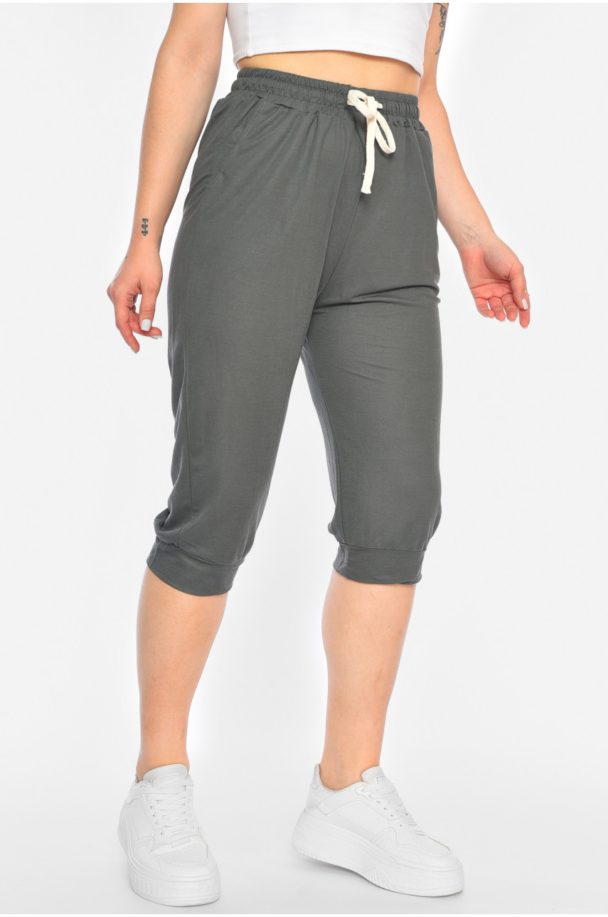 Бриджи женские батальные темно-серого цвета 780-2 179876