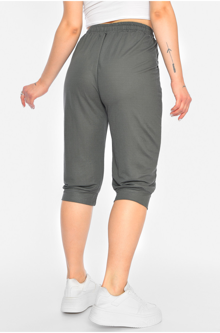 Бриджи женские батальные темно-серого цвета 780-2 179876 Бриджи женские батальные темно-серого цвета 780-2 179876