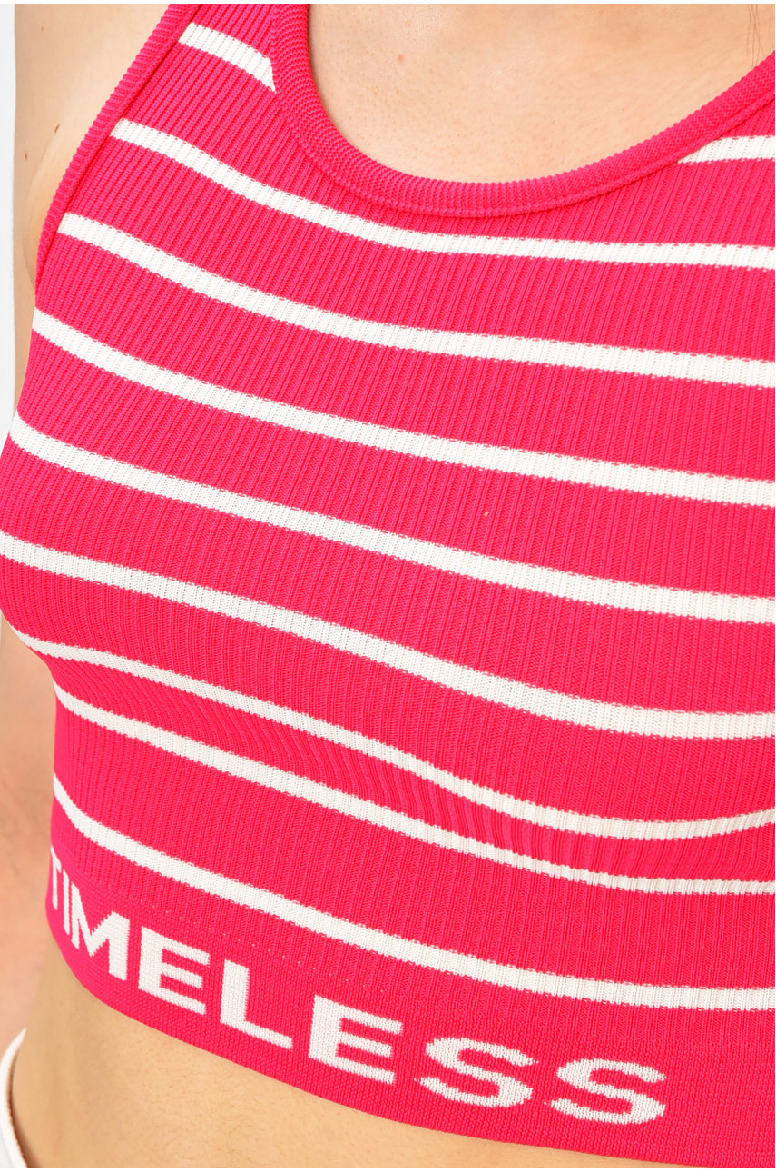 Топ-майка в рубчик женский розового цвета 179897 Топ-майка в рубчик женский розового цвета 179897
