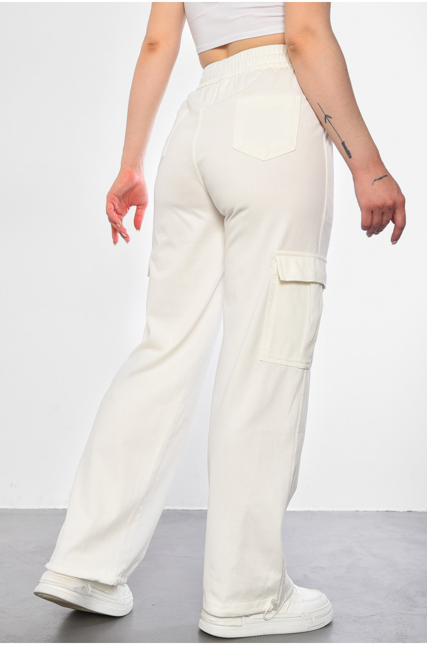 Штаны женские полубатальные белого цвета 560-5 179898 Штаны женские полубатальные белого цвета 560-5 179898