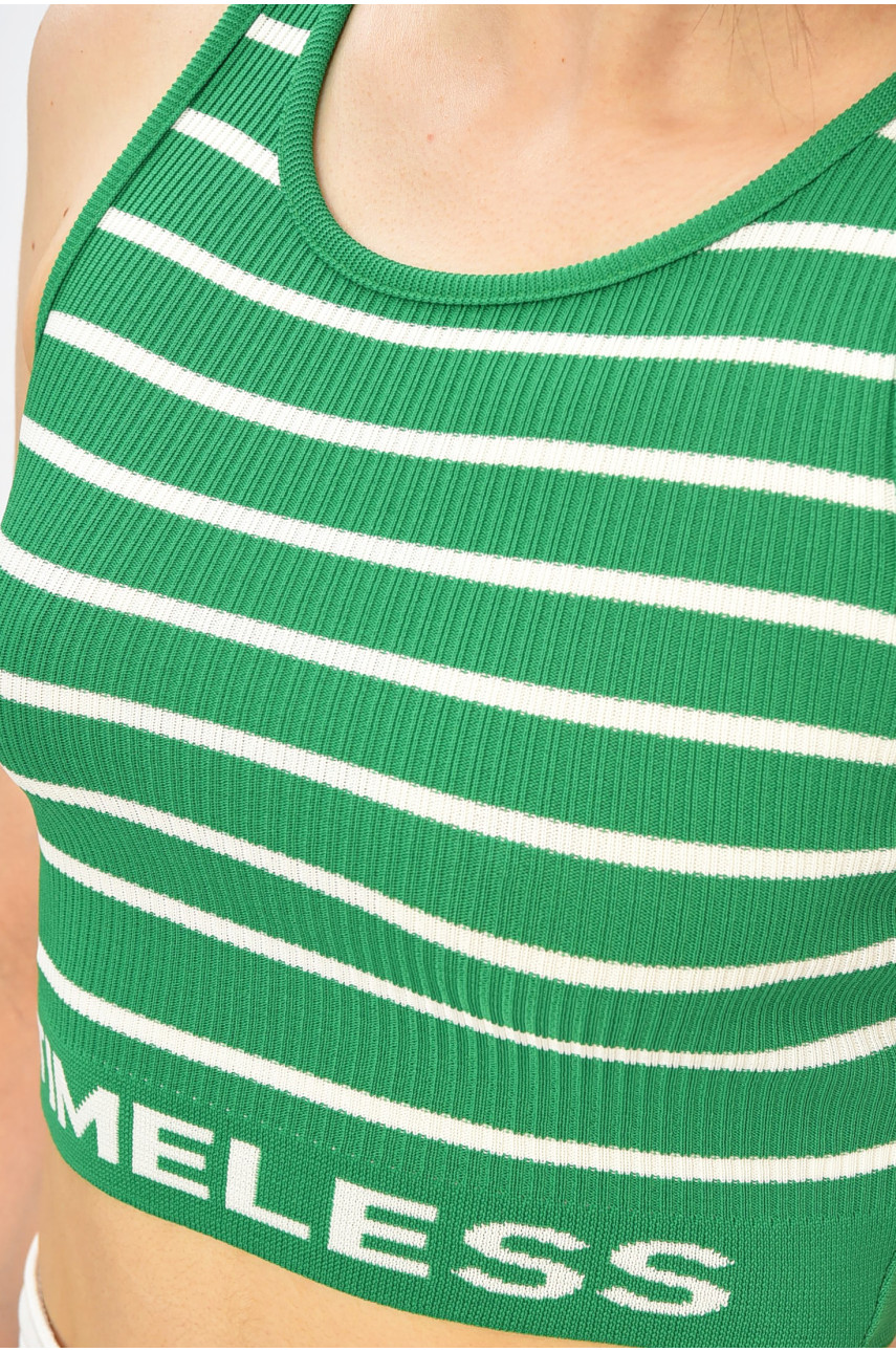 Топ-майка в рубчик женский зеленого цвета 179911 Топ-майка в рубчик женский зеленого цвета 179911