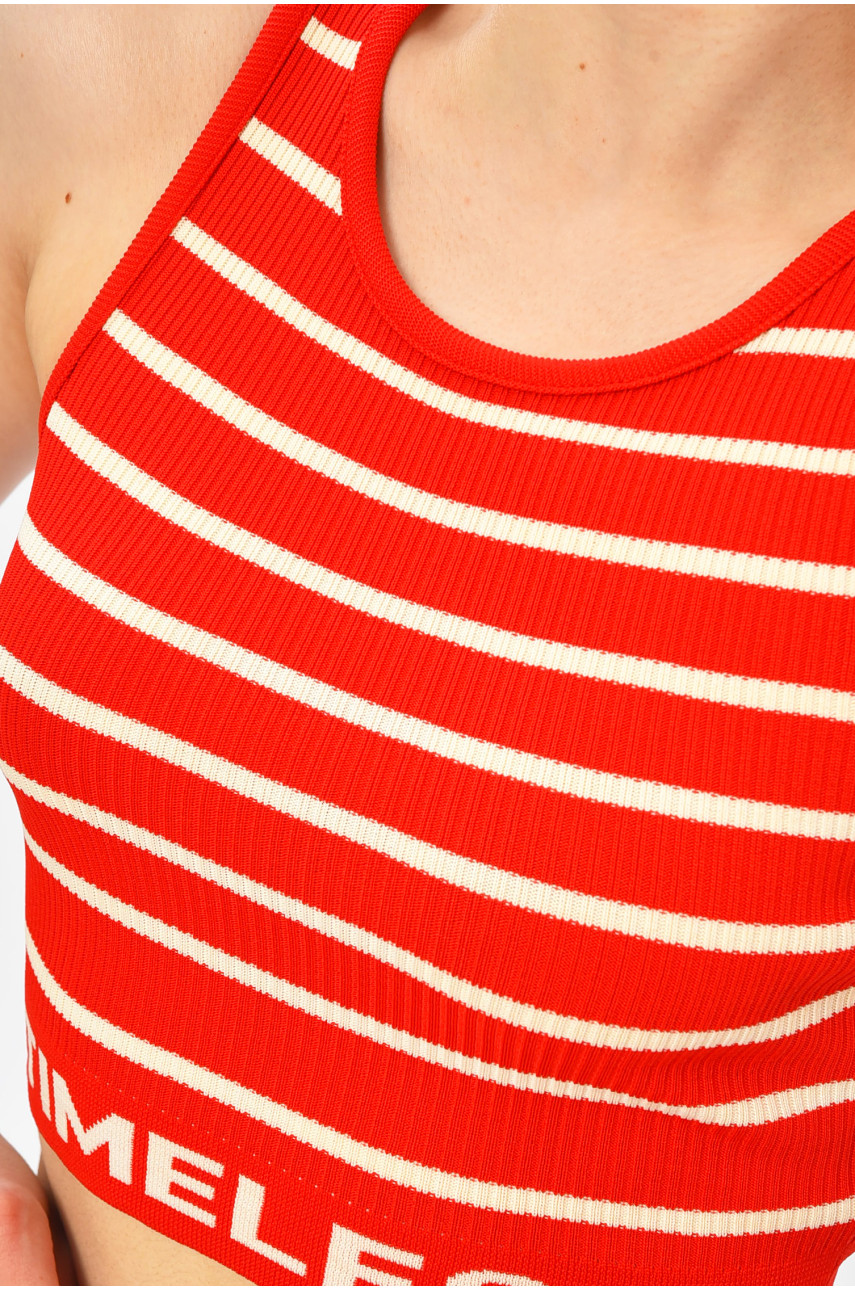 Топ-майка в рубчик женский красного цвета 179912 Топ-майка в рубчик женский красного цвета 179912