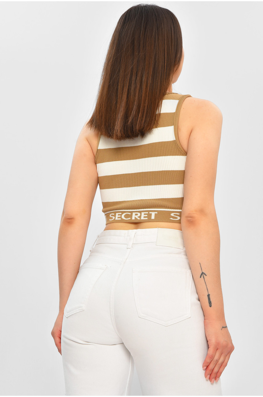 Топ-майка в рубчик женский светло-бежевого цвета 0295 179913