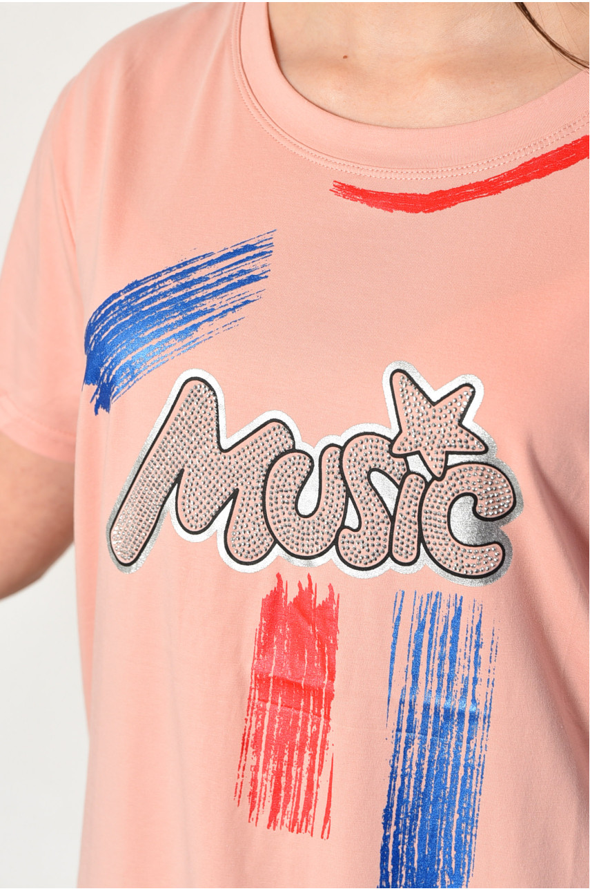 Футболка женская полубатальная пудрового цвета 5399 179949