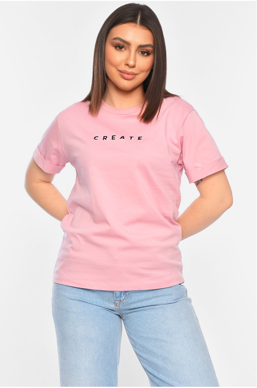 Футболка женская розового цвета 180002 Футболка женская розового цвета 180002