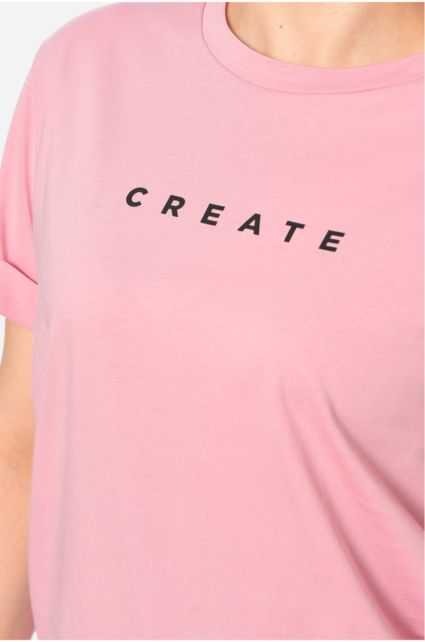 Футболка женская розового цвета 180002 Футболка женская розового цвета 180002