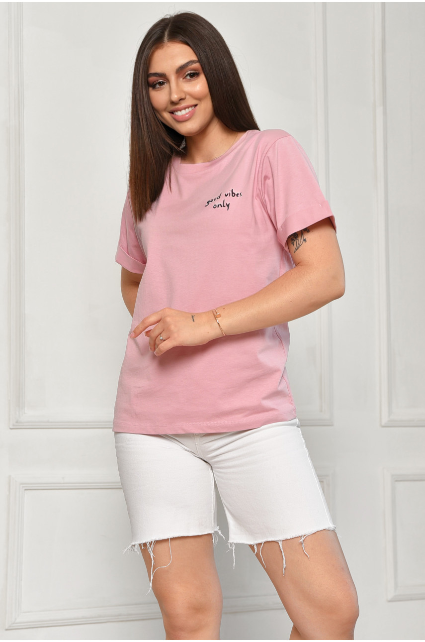 Футболка женская розового цвета 180007 Футболка женская розового цвета 180007