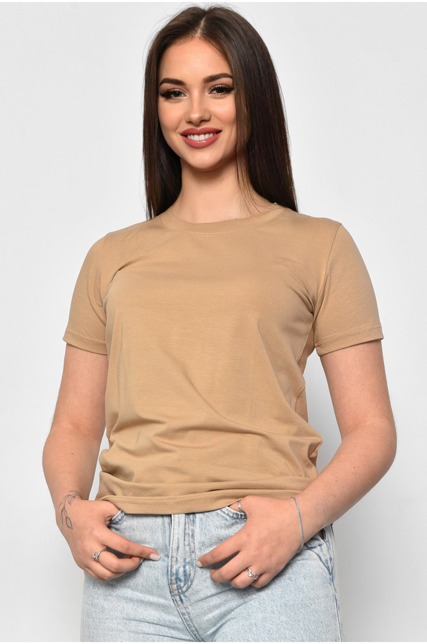 Футболка жіноча темно-бежевого кольору 4057 180024 Футболка жіноча темно-бежевого кольору 4057 180024