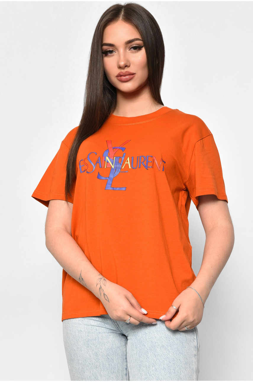 Футболка женская оранжевого цвета 1177-1 180040 Футболка женская оранжевого цвета 1177-1 180040