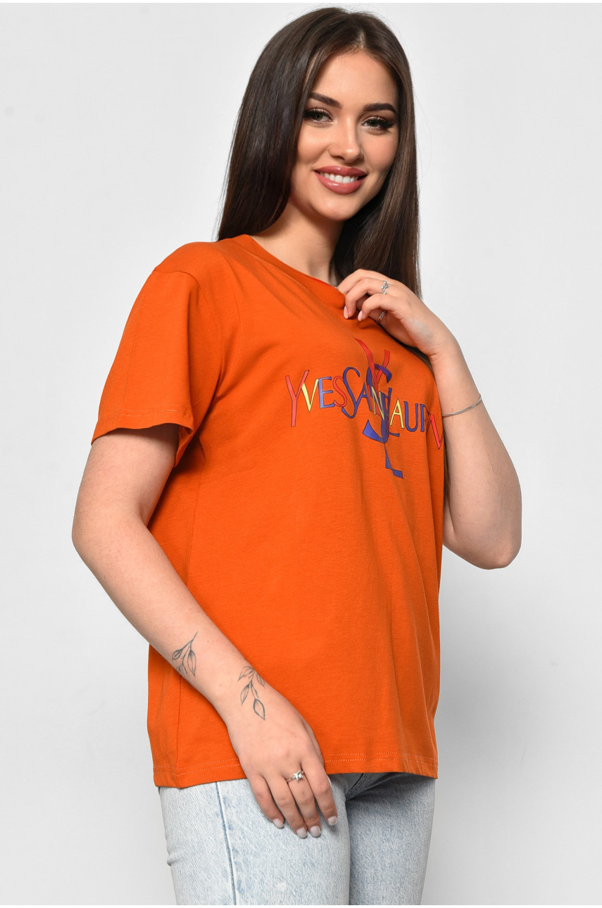 Футболка женская оранжевого цвета 1177-1 180040 Футболка женская оранжевого цвета 1177-1 180040
