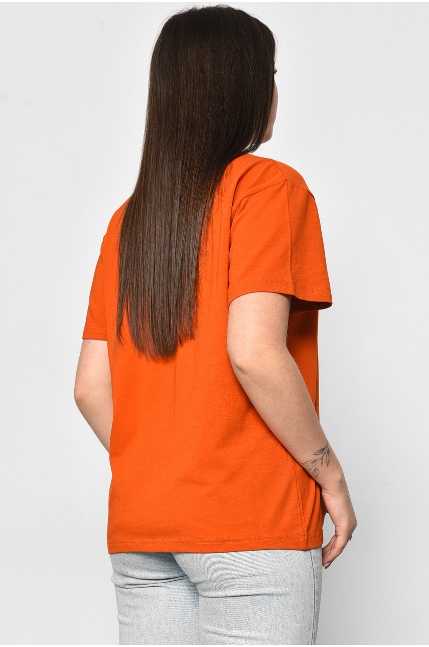 Футболка женская оранжевого цвета 1177-1 180040 Футболка женская оранжевого цвета 1177-1 180040