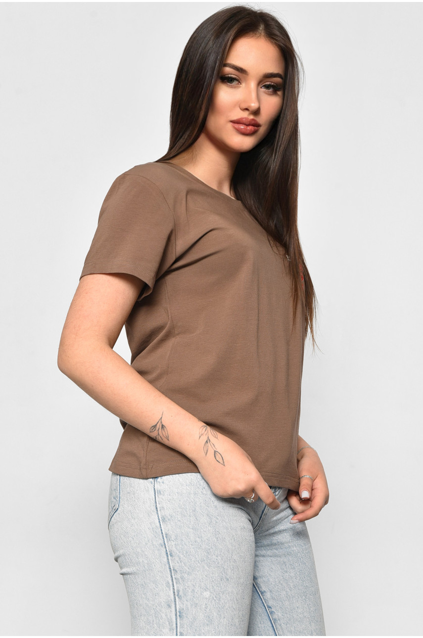 Футболка женская коричневого цвета 1177-1 180041 Футболка женская коричневого цвета 1177-1 180041