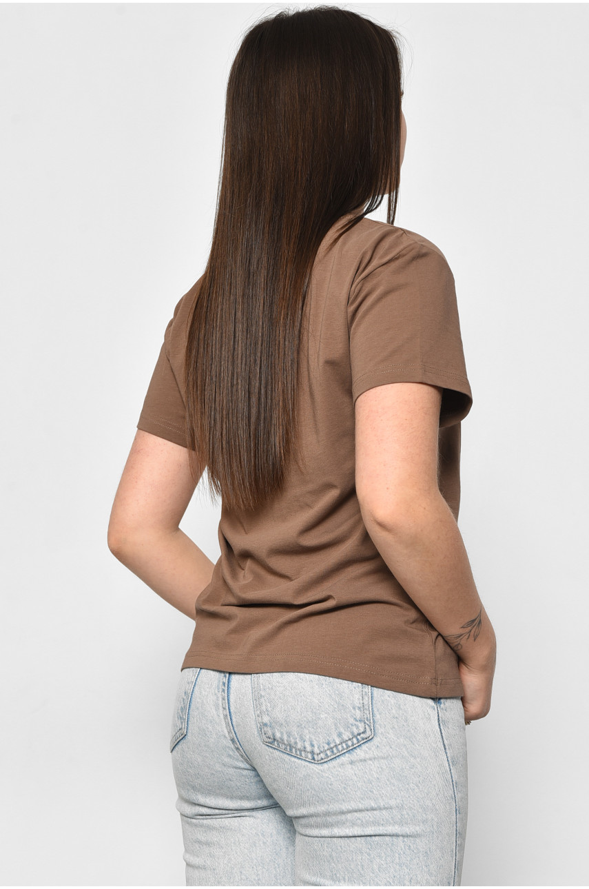 Футболка женская коричневого цвета 1177-1 180041 Футболка женская коричневого цвета 1177-1 180041