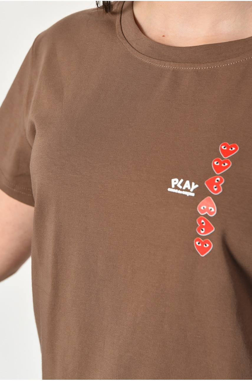 Футболка женская коричневого цвета 1177-1 180041 Футболка женская коричневого цвета 1177-1 180041