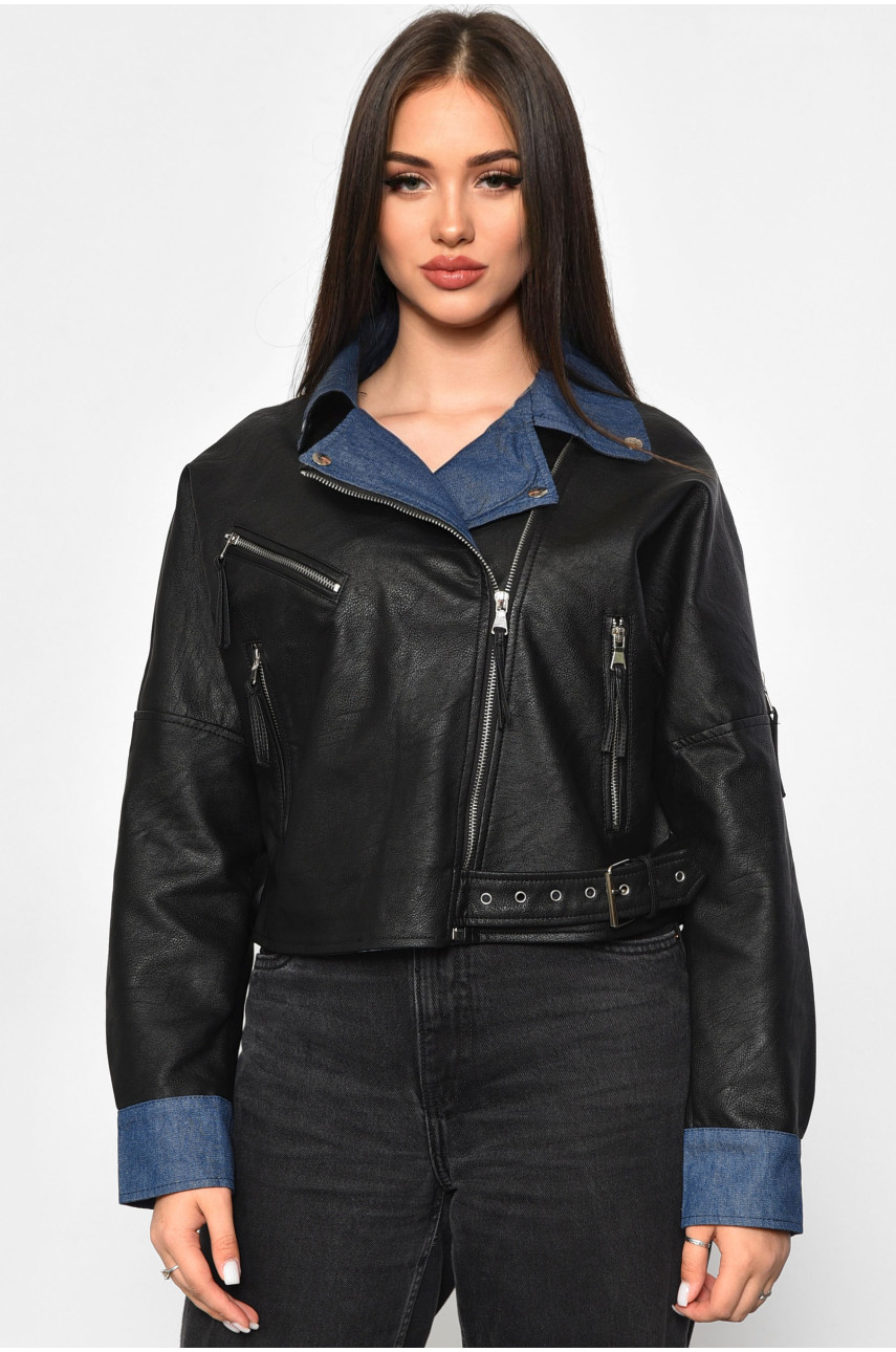 Куртка жіноча з екошкіри чорного кольору 1872 180056 Куртка жіноча з екошкіри чорного кольору 1872 180056
