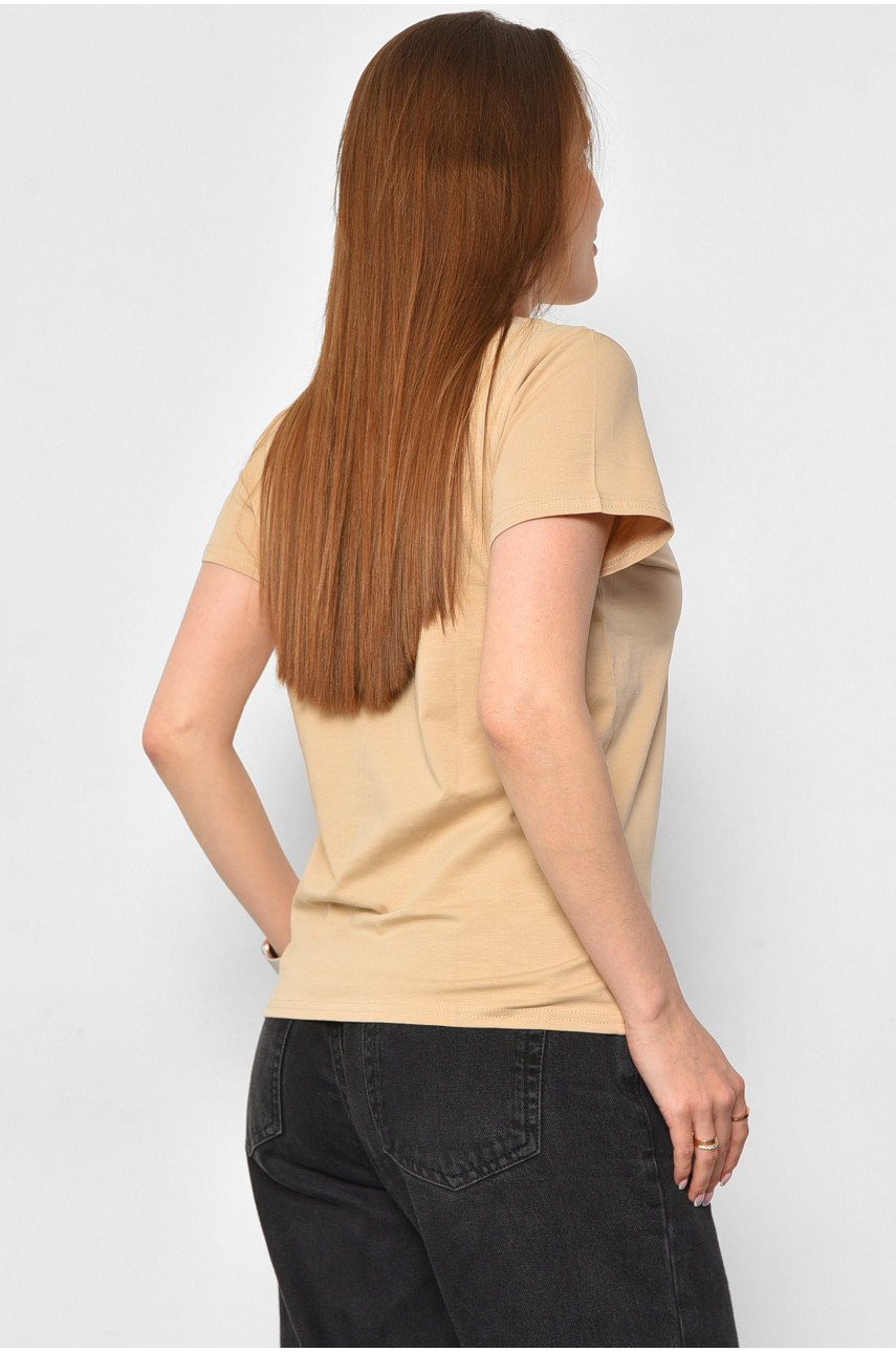 Футболка женская светло-бежевого цвета 4057 180085 Футболка женская светло-бежевого цвета 4057 180085