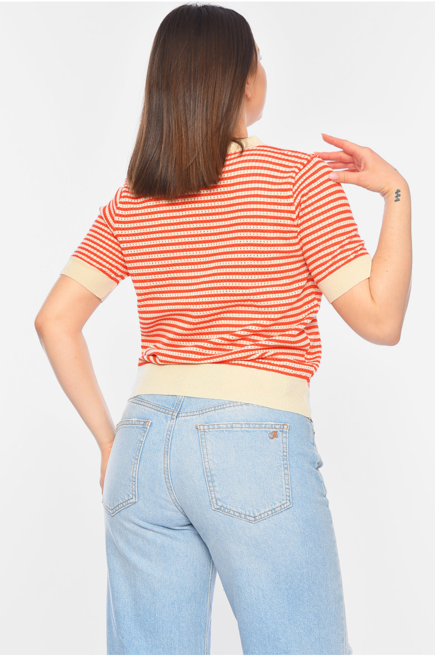 Футболка жіноча трикотажна червоного кольору 23136 180168 Футболка жіноча трикотажна червоного кольору 23136 180168