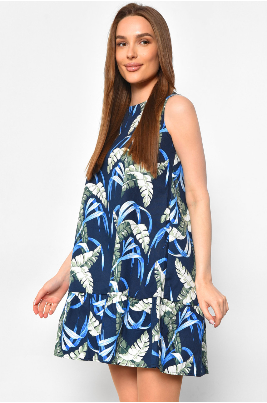 Сукня жіноча з принтом темно-синього кольору 330 180277