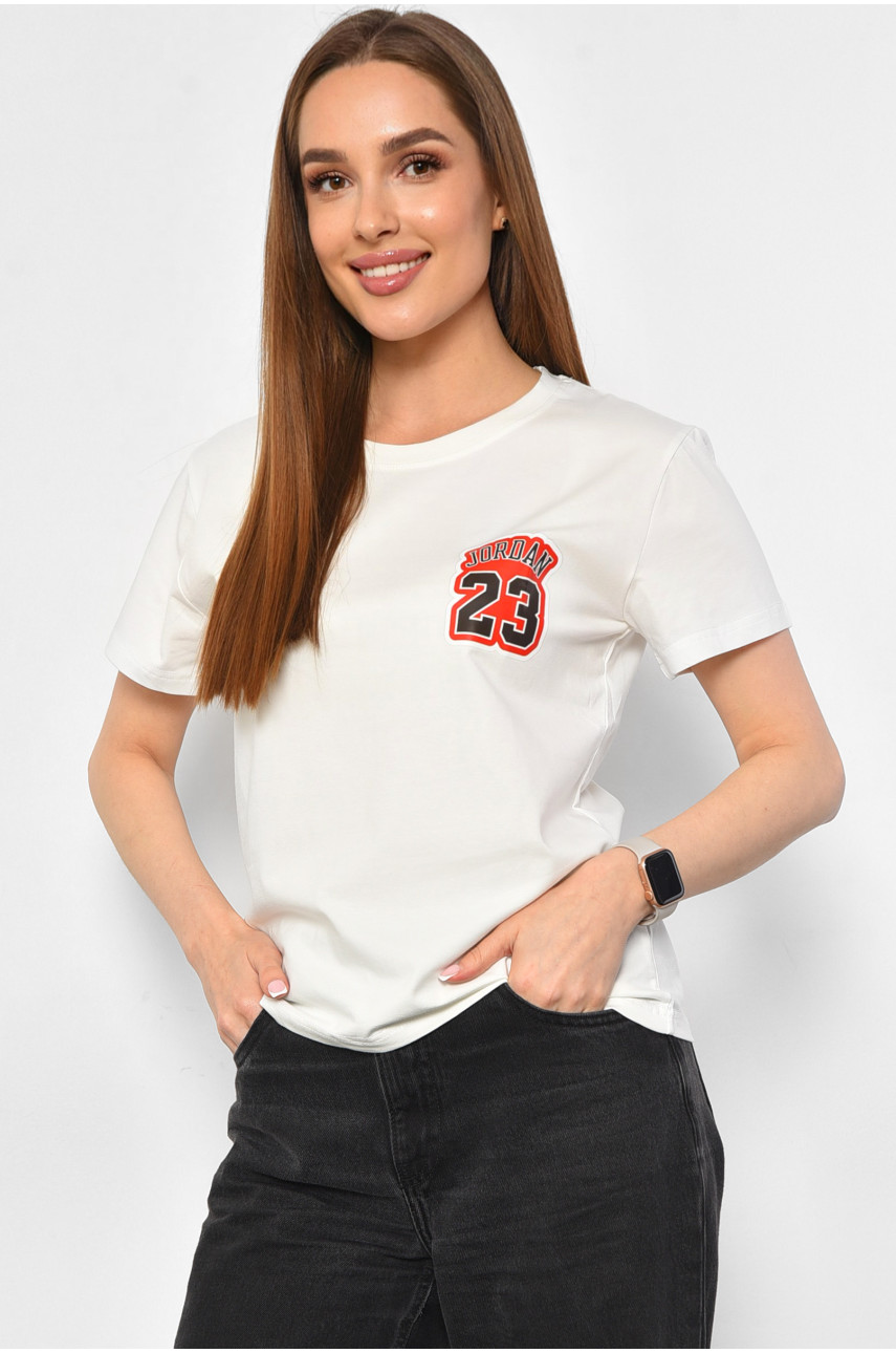 Футболка женская молочного цвета 1177-1 180296 Футболка женская молочного цвета 1177-1 180296