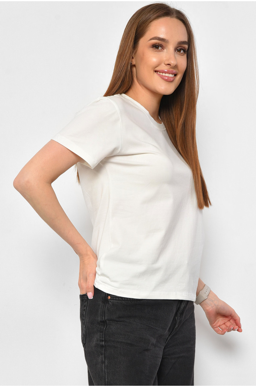 Футболка женская молочного цвета 1177-1 180296 Футболка женская молочного цвета 1177-1 180296