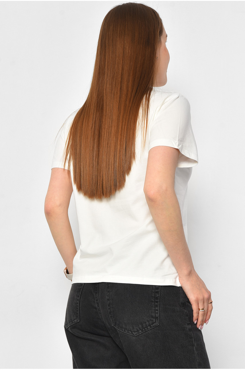 Футболка женская молочного цвета 1177-1 180296 Футболка женская молочного цвета 1177-1 180296