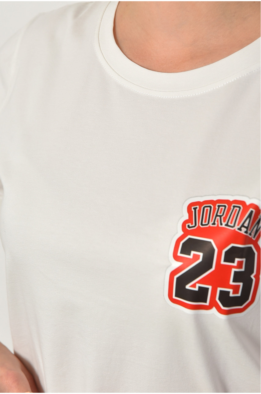 Футболка женская молочного цвета 1177-1 180296 Футболка женская молочного цвета 1177-1 180296