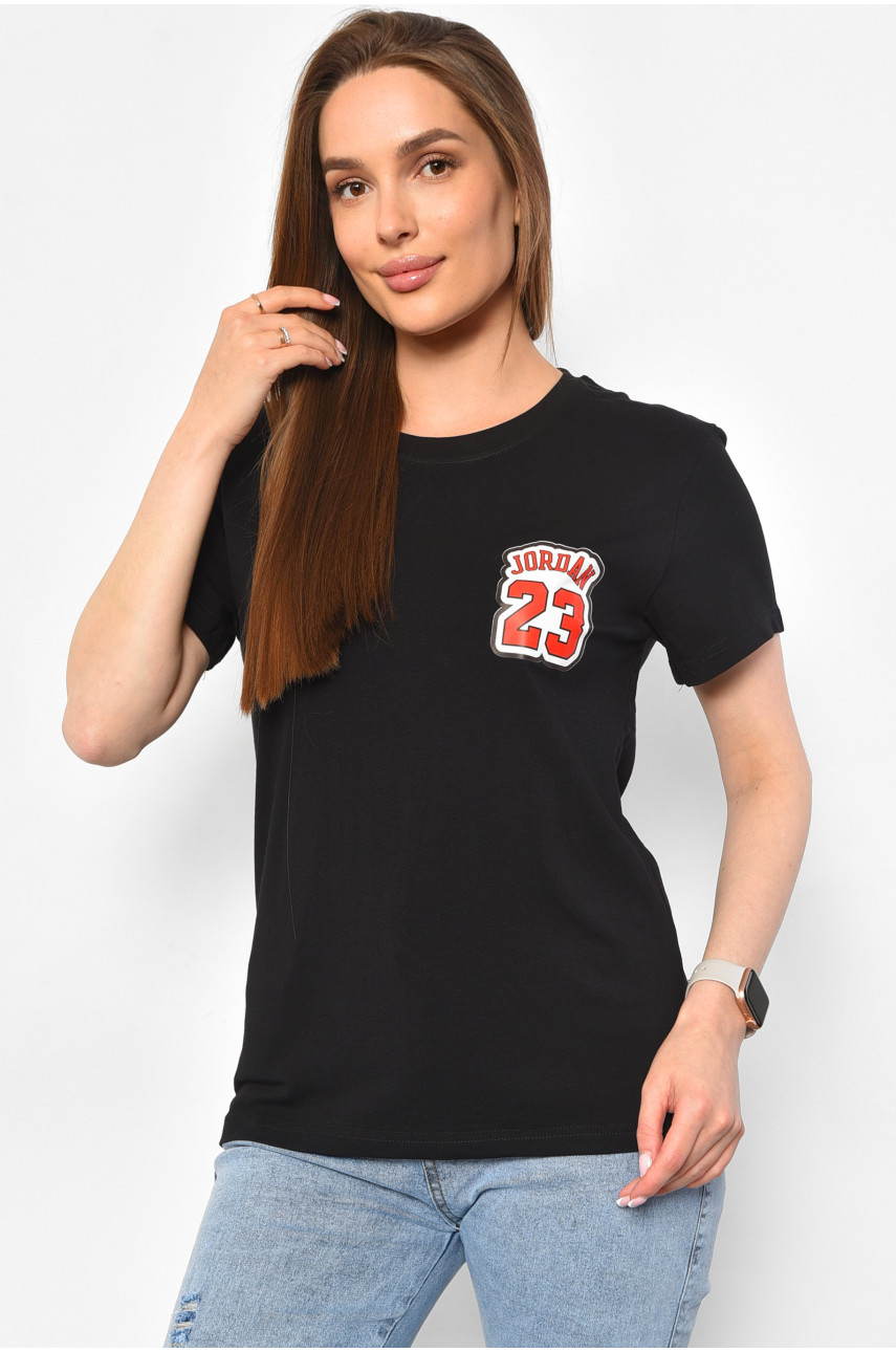 Футболка женская черного цвета 1177-1 180297 Футболка женская черного цвета 1177-1 180297