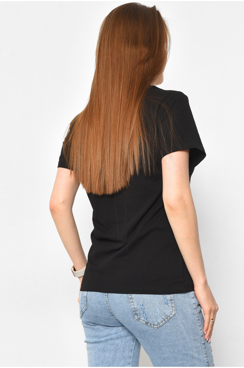Футболка женская черного цвета 1177-1 180297 Футболка женская черного цвета 1177-1 180297