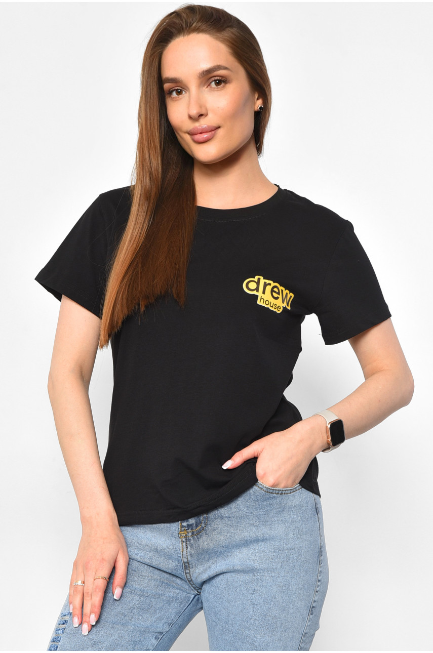 Футболка женская черного цвета 1177-1 180298 Футболка женская черного цвета 1177-1 180298