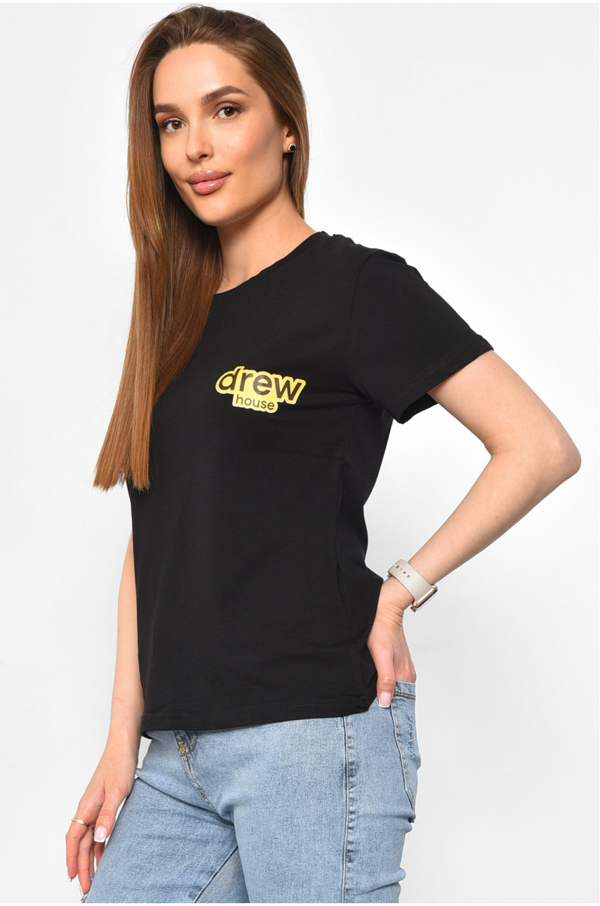 Футболка женская черного цвета 1177-1 180298 Футболка женская черного цвета 1177-1 180298