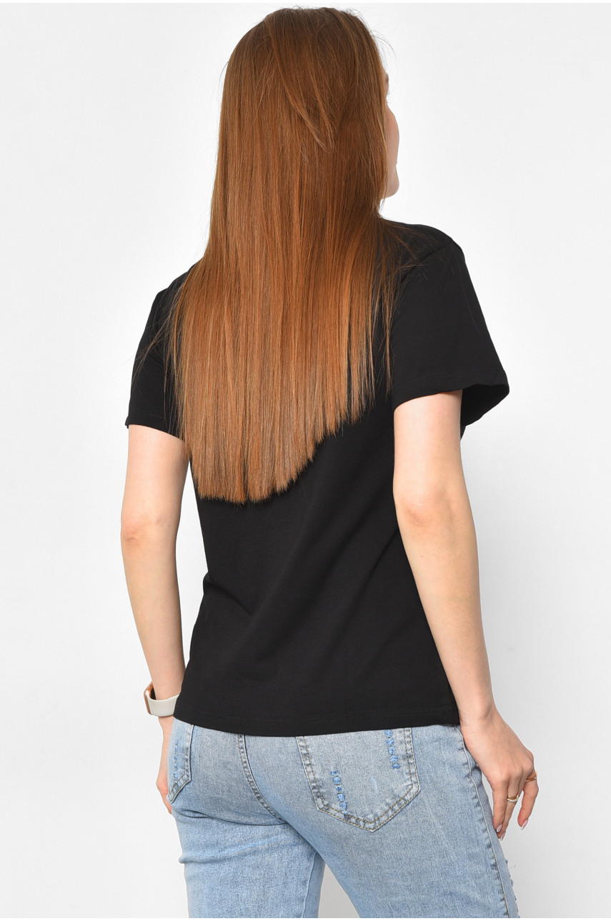 Футболка женская черного цвета 1177-1 180298 Футболка женская черного цвета 1177-1 180298