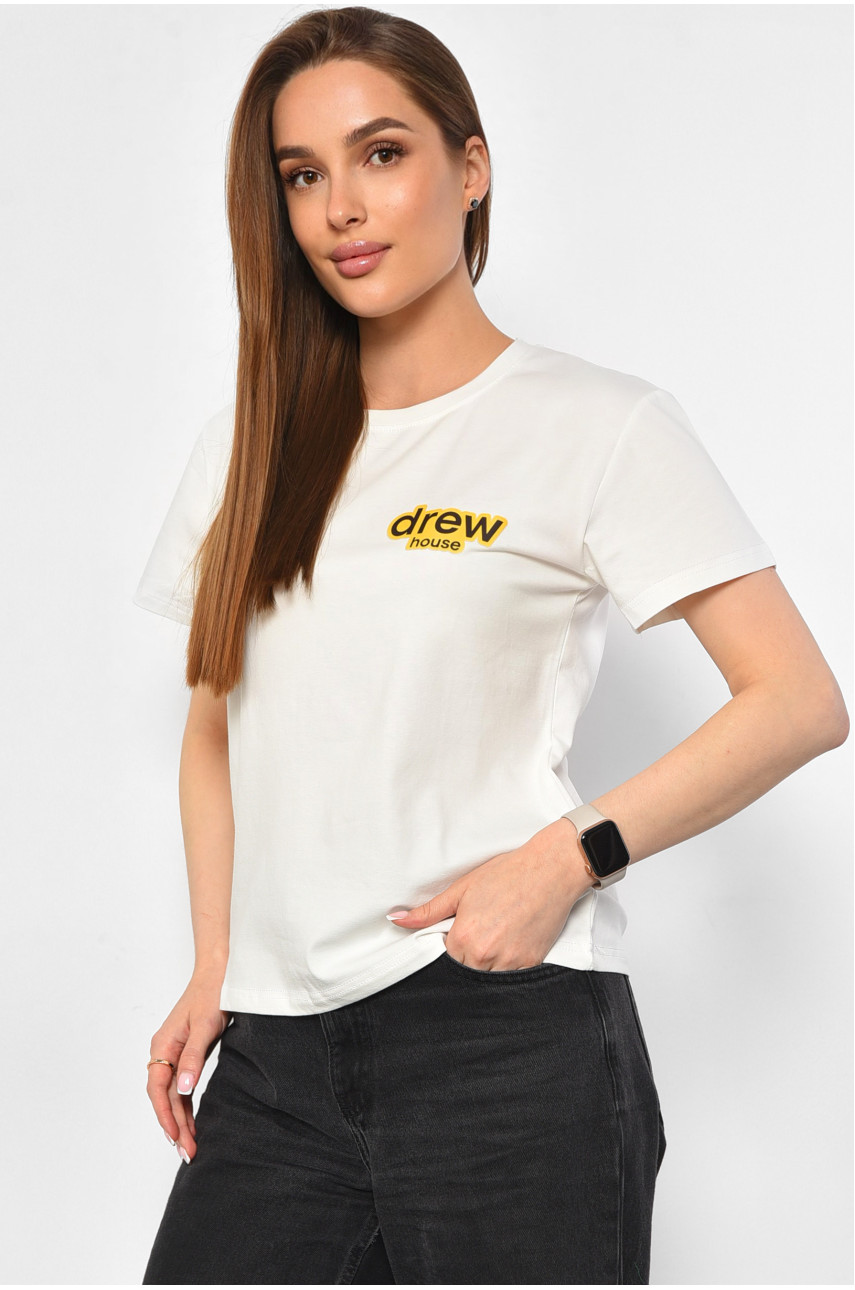 Футболка женская молочного цвета 1177-1 180299 Футболка женская молочного цвета 1177-1 180299