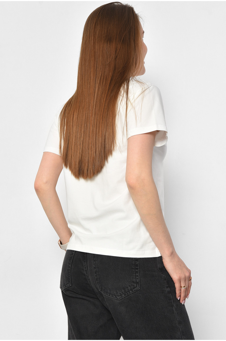 Футболка женская молочного цвета 1177-1 180299 Футболка женская молочного цвета 1177-1 180299