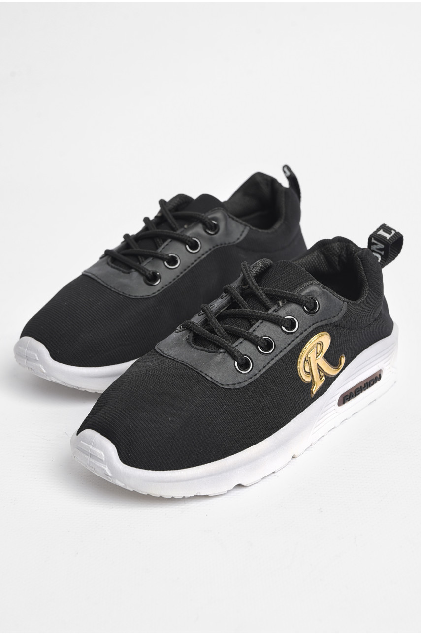 Мокасины детские черного цвета на шнуровке 588а 180357