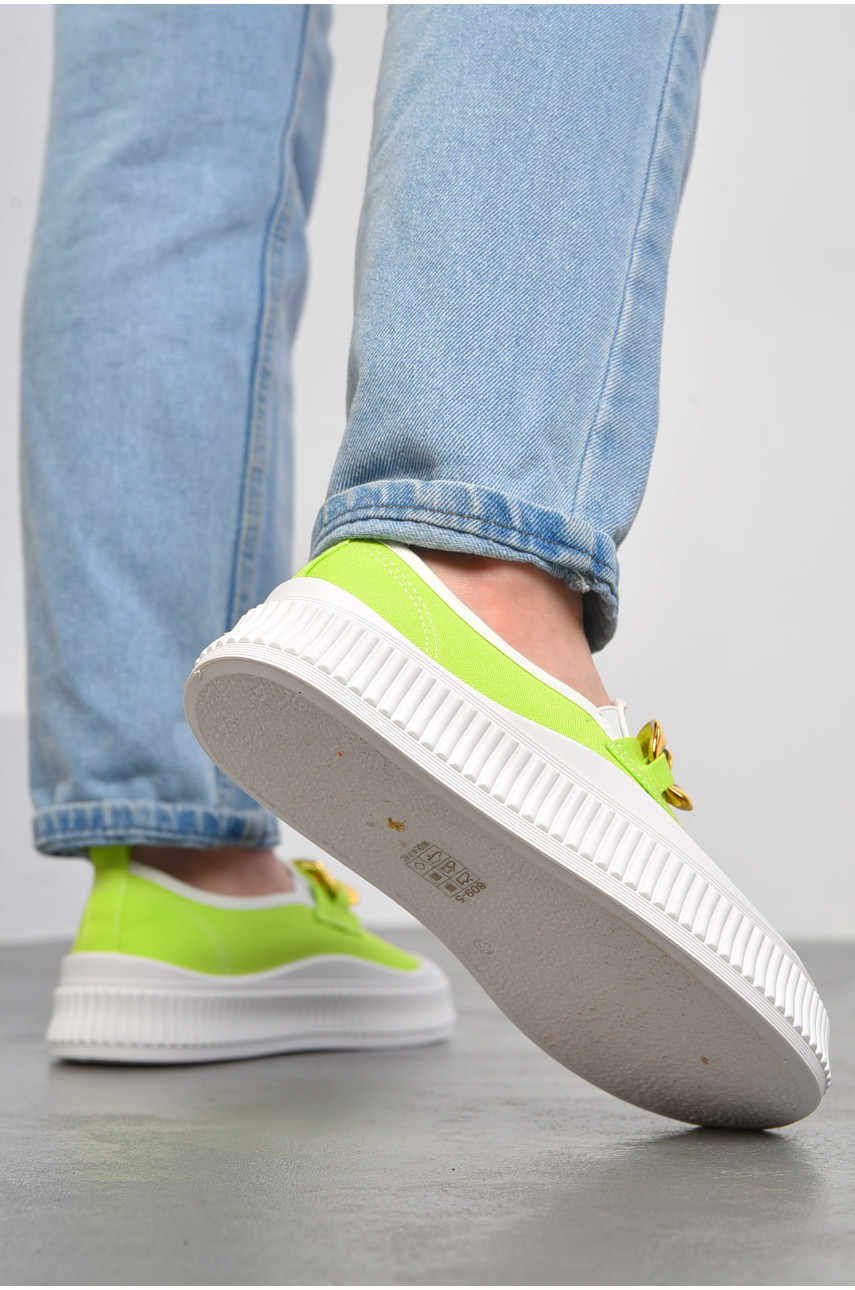 Слипоны женские салатового цвета 809-5 180426