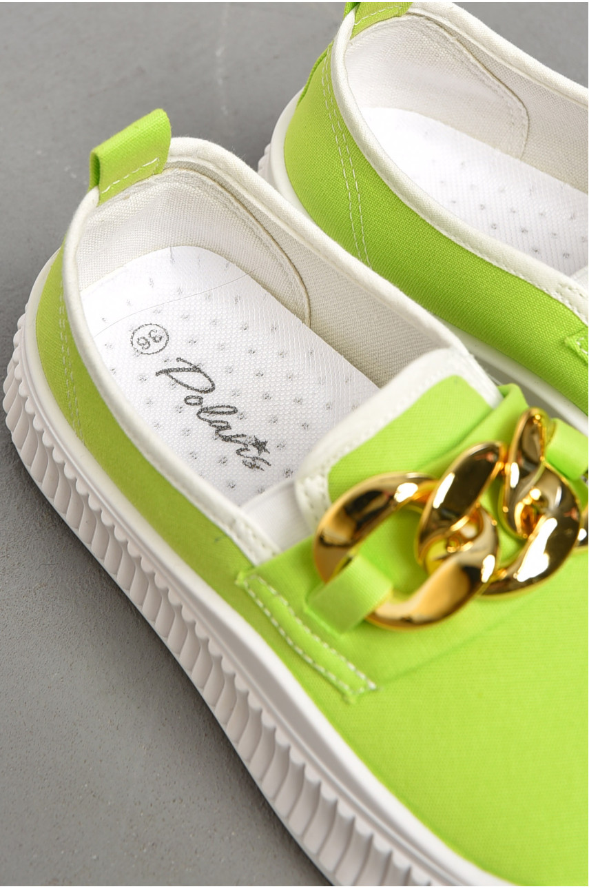 Слипоны женские салатового цвета 809-5 180426