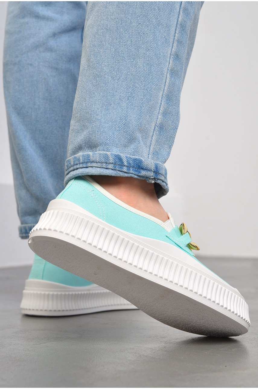 Слипоны женские бирюзового цвета 809-3 180429