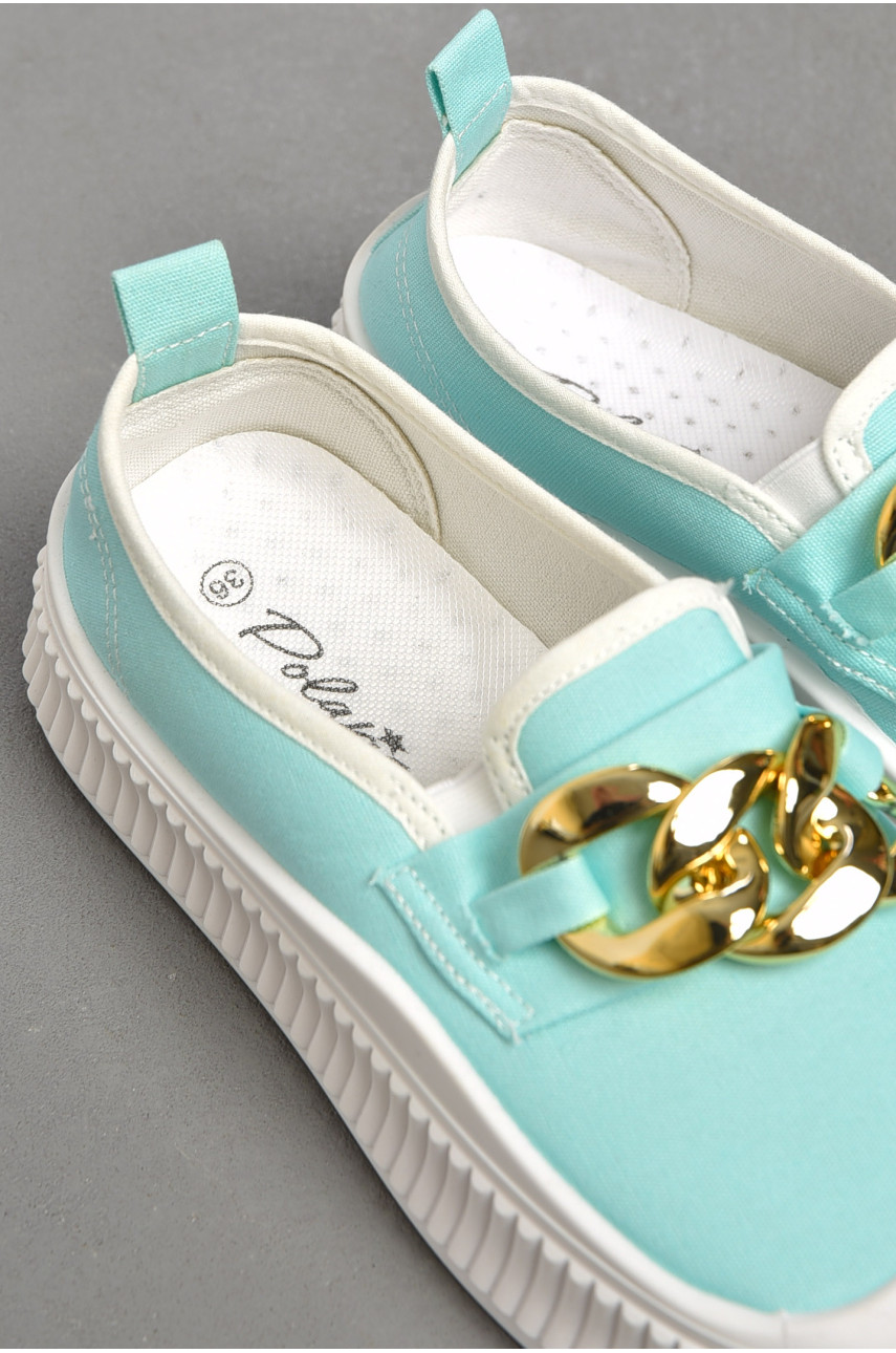 Слипоны женские бирюзового цвета 809-3 180429