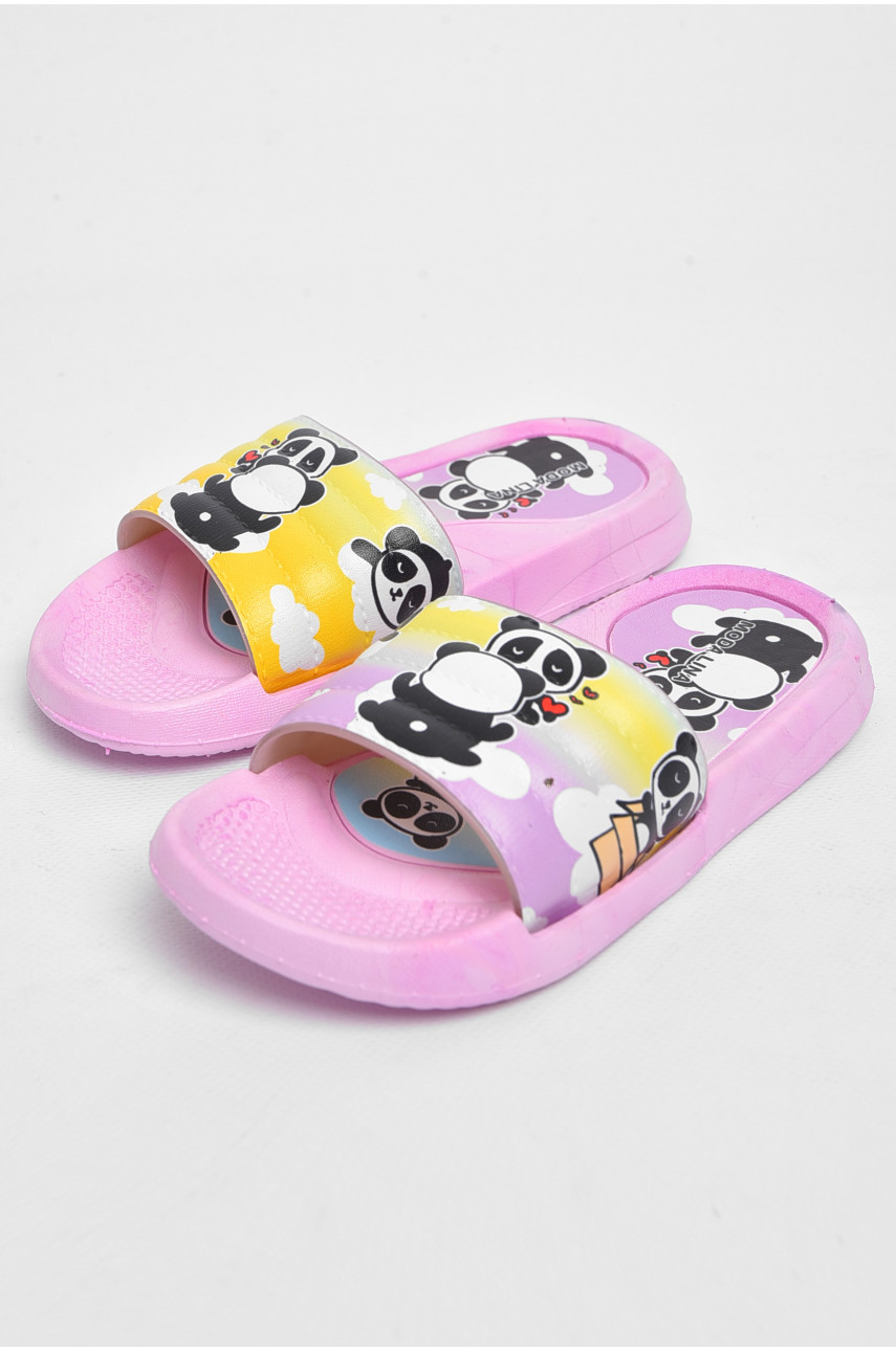 Шлепки детские резиновые сиреневого цвета с рисунком 180510