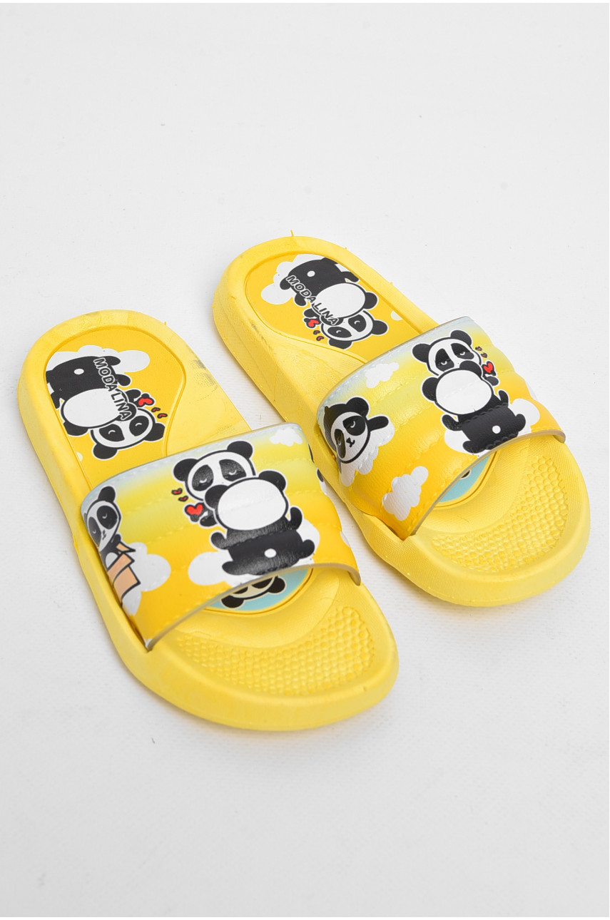 Шлепки детские резиновые желтого цвета с рисунком 180513