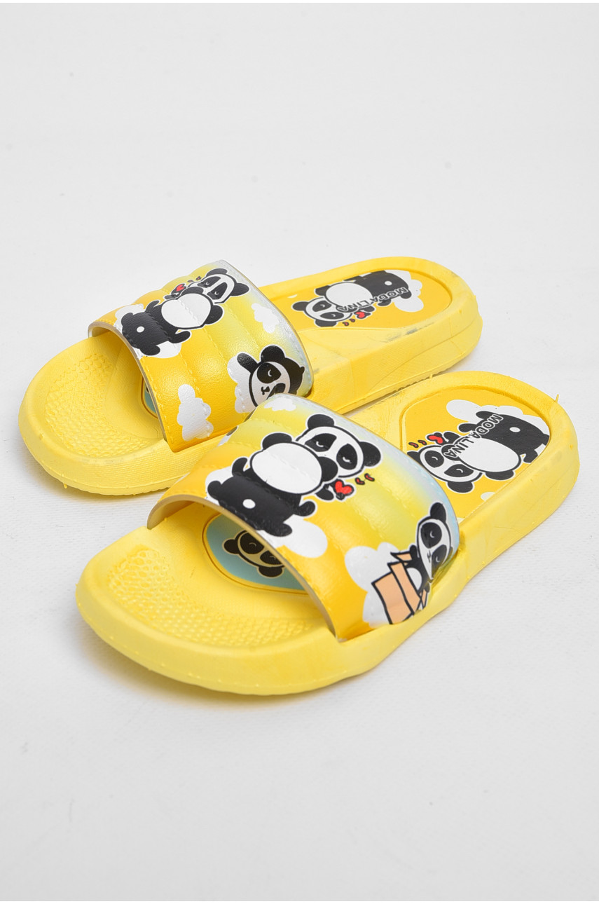 Шлепки детские резиновые желтого цвета с рисунком 180513