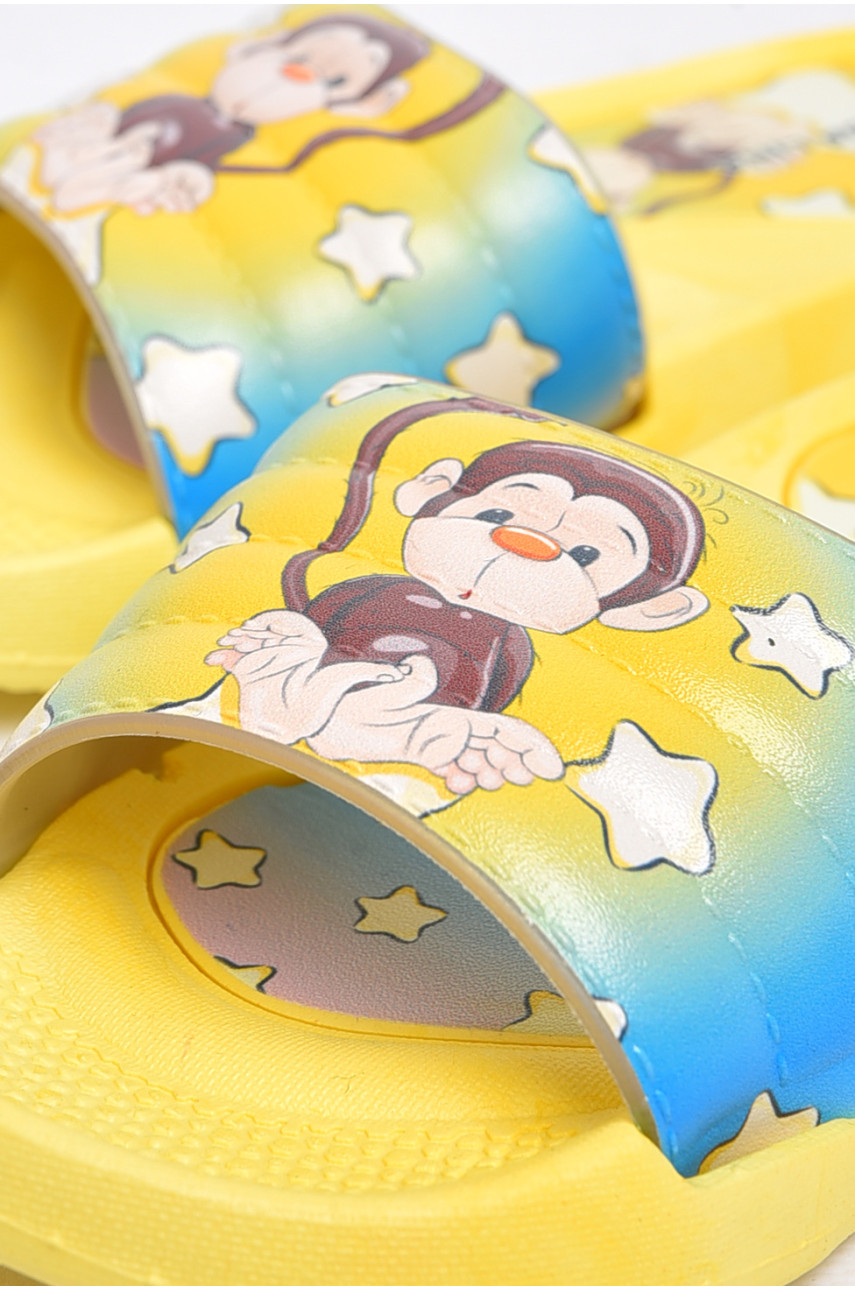 Шльопанці дитячі резинові жовтого кольору з малюнком 180514