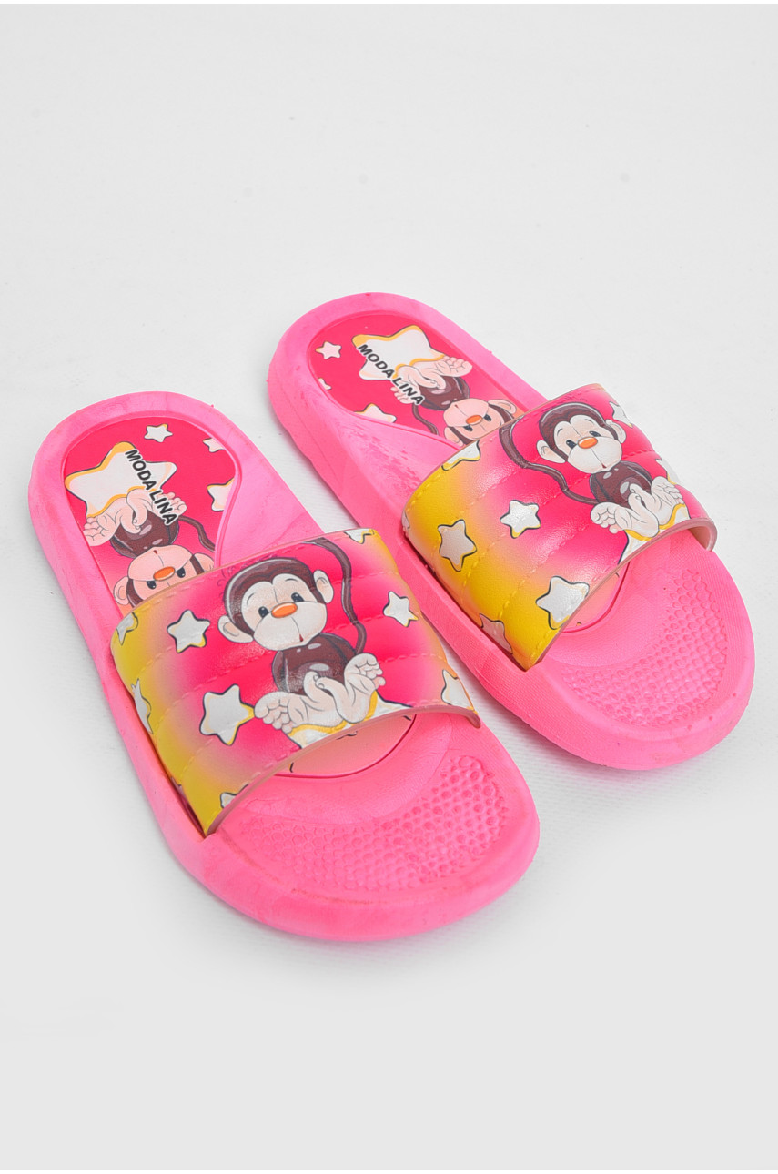 Шлепки детские резиновые розового цвета с рисунком 180515