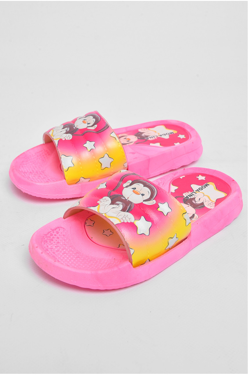 Шлепки детские резиновые розового цвета с рисунком 180515